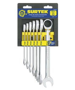 Surtek Juego de 7 llaves combinadas matraca métricas