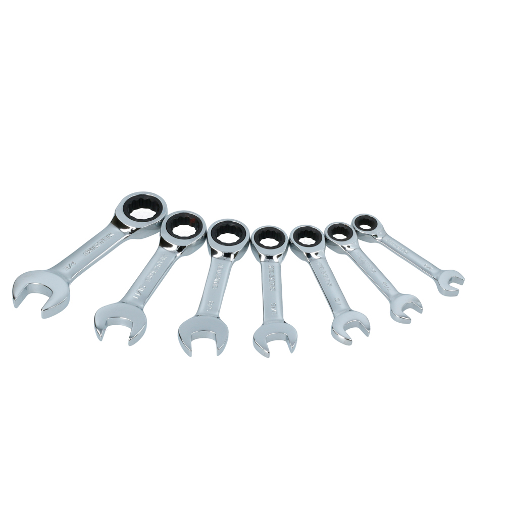 Juego llaves cortas combinadas con matraca pulgadas Surtek.
