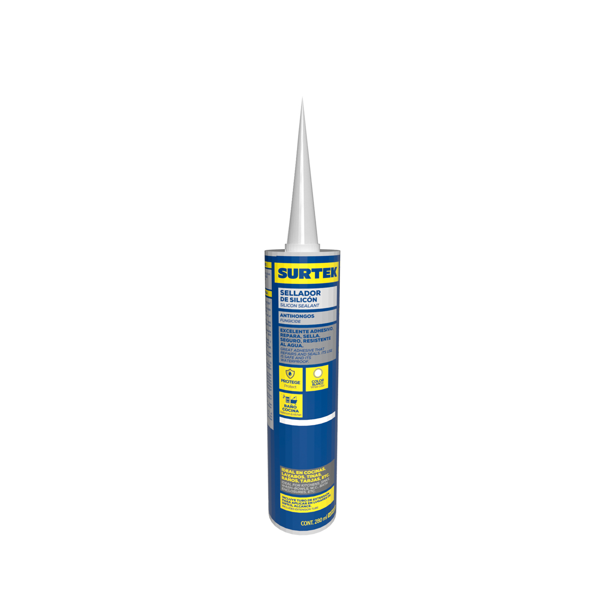 Silicón para baños y cocinas blanco 280ml Surtek