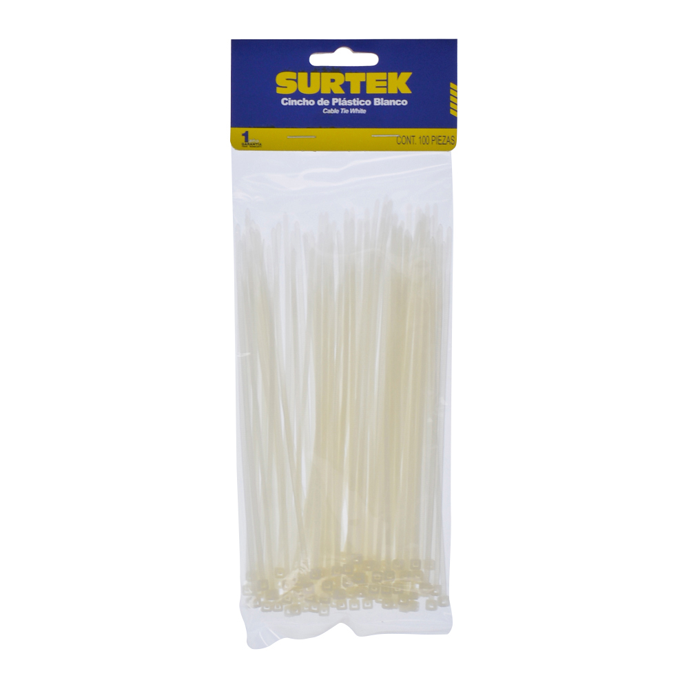 Cincho plástico 165 x 2.5mm100 piezas natural Surtek