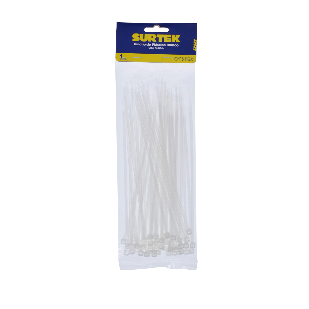 Cincho plástico 203 x 4.6mm 50 piezas natural Surtek