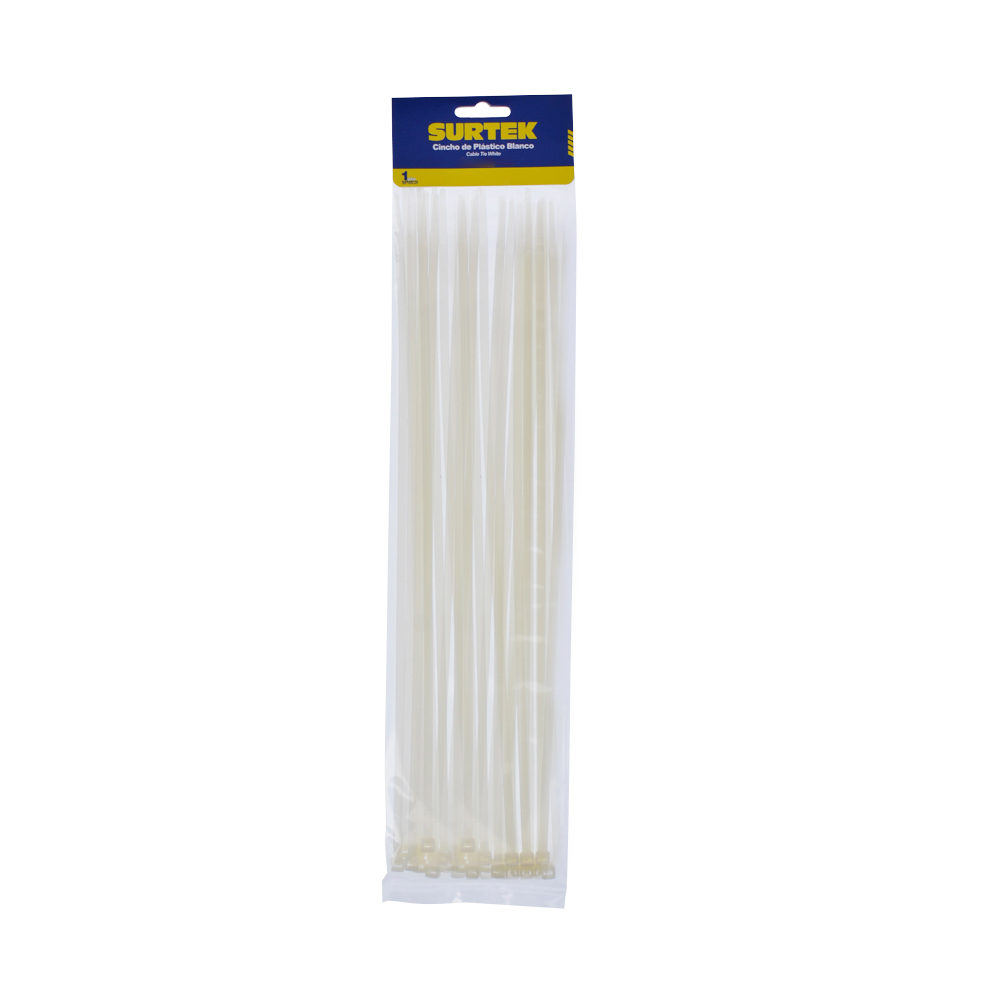 Cincho plástico 300 x 4.6mm 50 piezas blanco Surtek