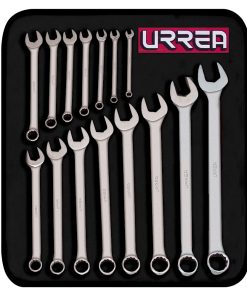 Juego 15 llaves combinadas satinadas 12 puntas pulg Urrea