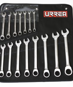 Juego de 15 llaves combinadas de matraca métricas Urrea