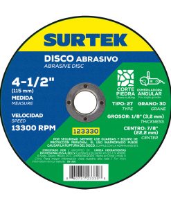 Disco t/27 piedra 4-1/2x1/8 in Surtek