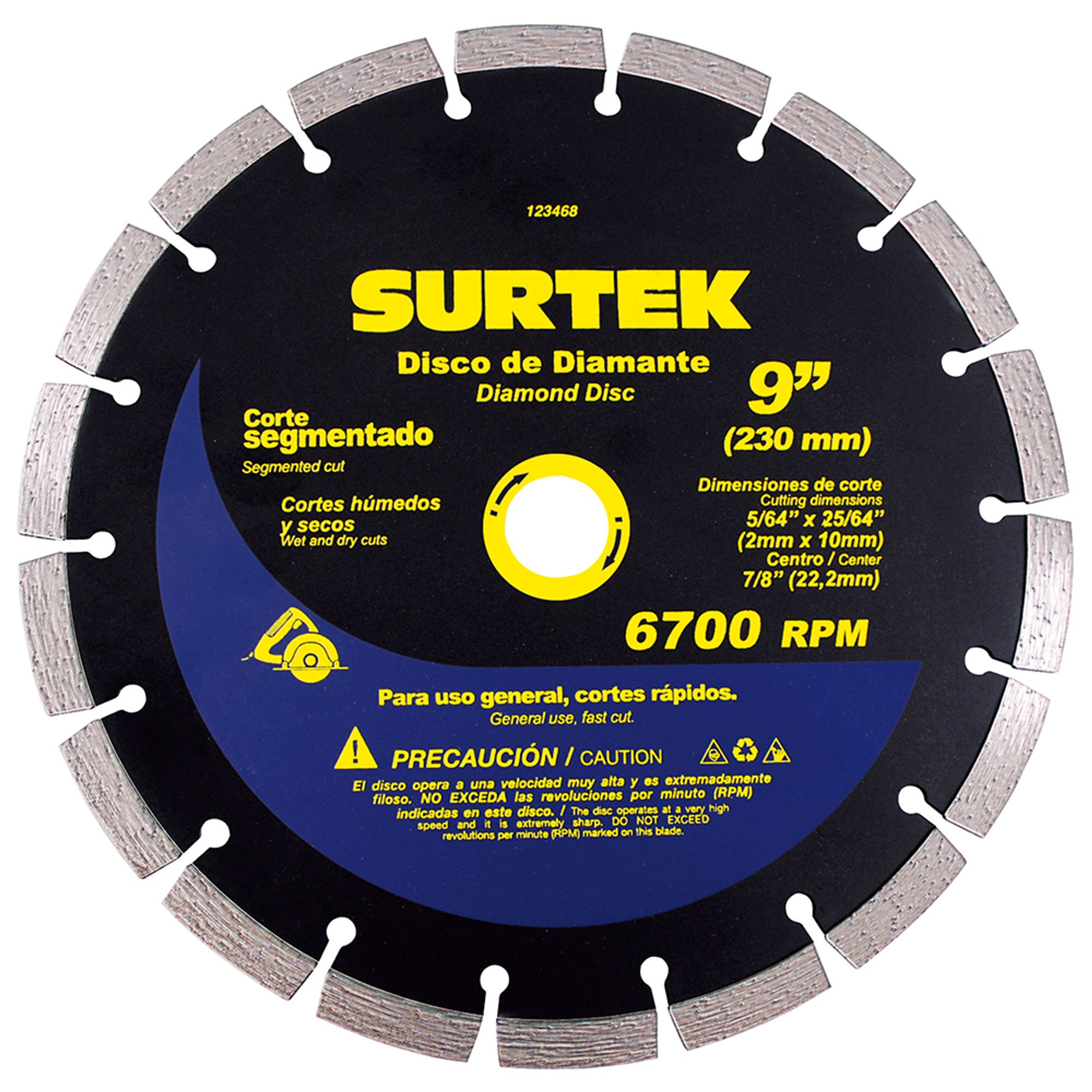 Surtek Disco de diamante corte segmentado 9 in