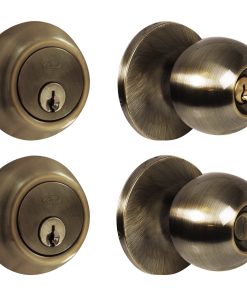 Combo pomo bola y cerrojo doble tubular latón antiguo Lock