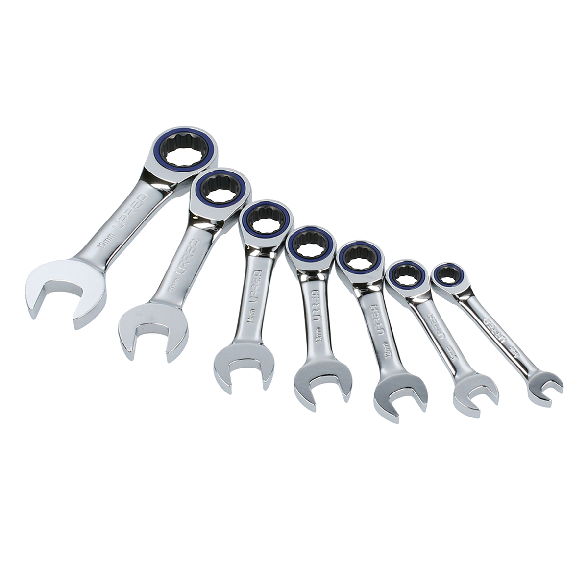 Jgo 7 llaves comb cortas matraca flexibles métrico Urrea