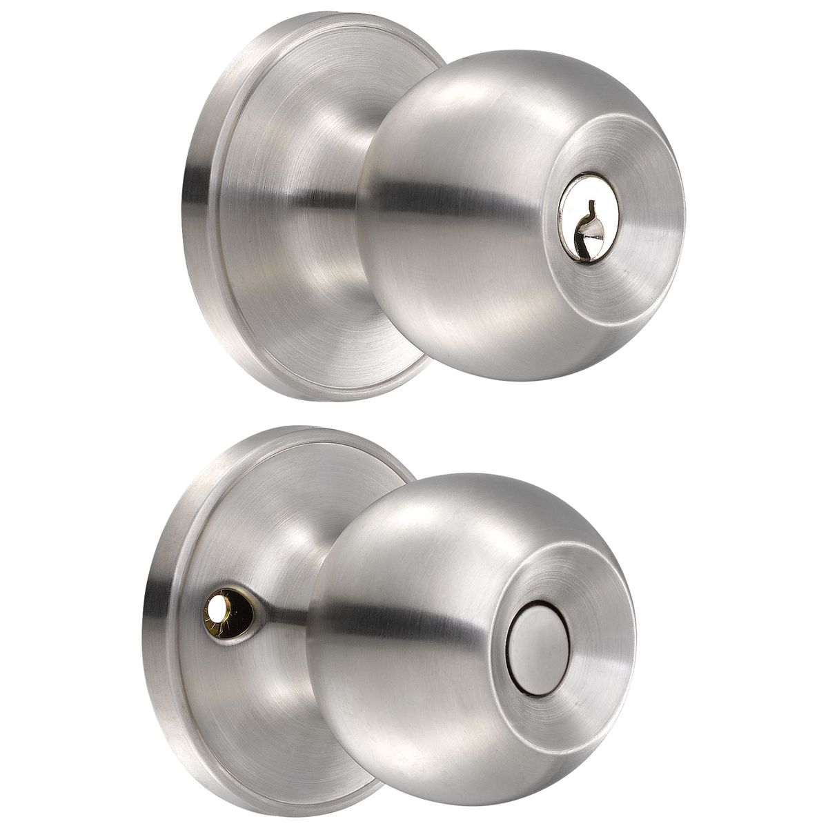 Cerradura de pomo (bola) para entrada ppal acero inox Lock