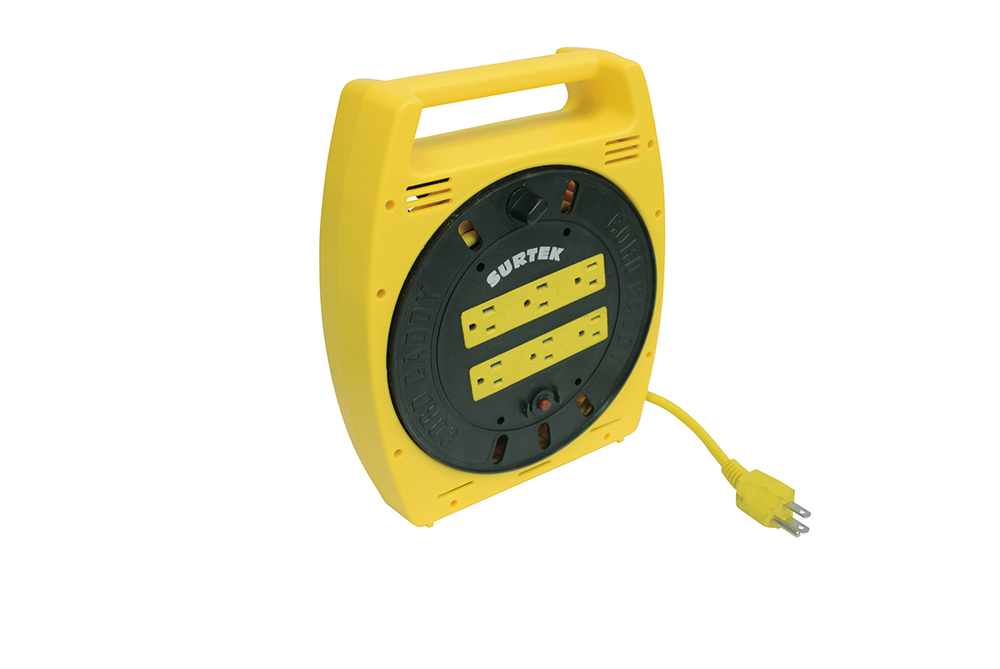 Extensión eléctrica tipo carrete multicont 6mt 6 ent Surtek