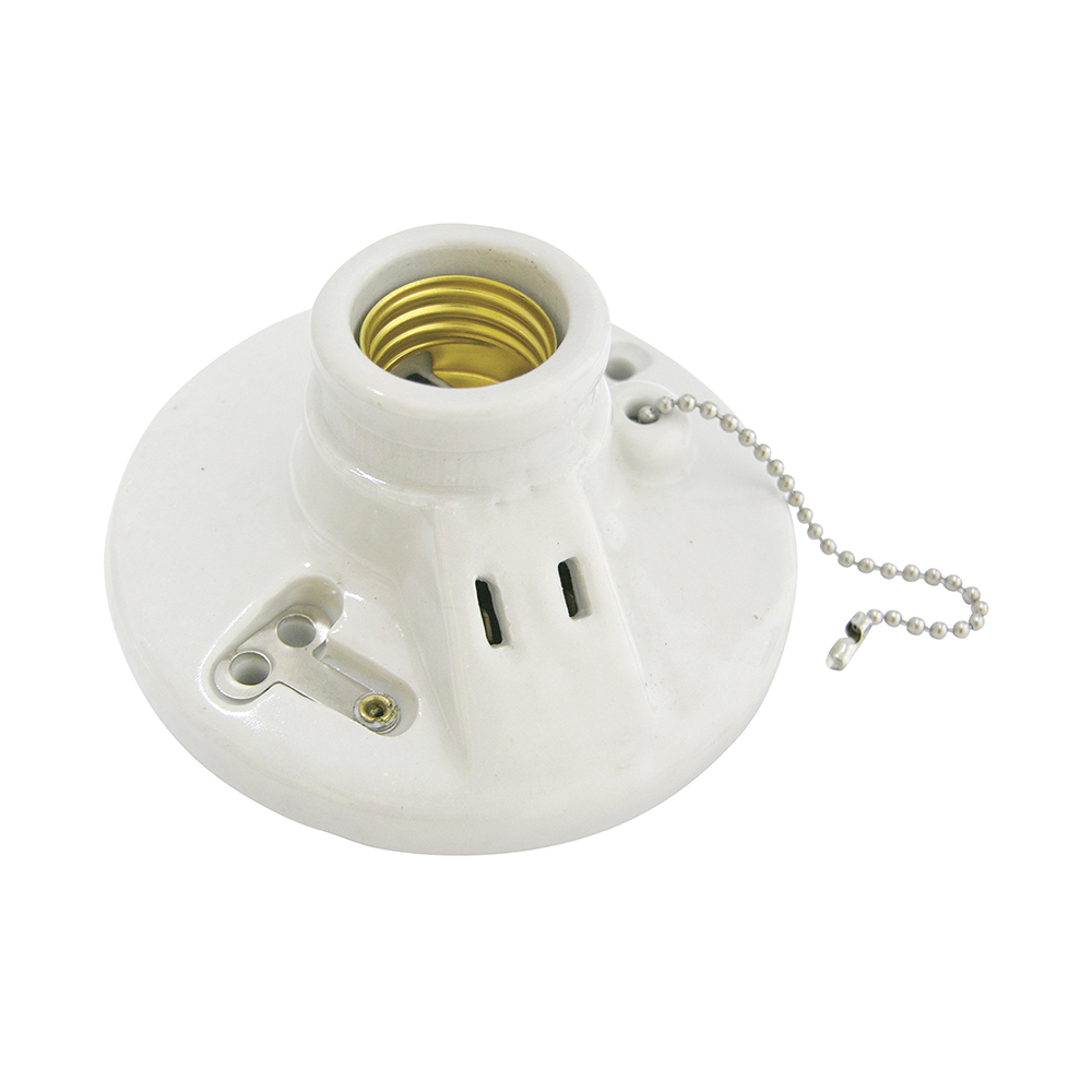 Portalámpara porcelana techo, cadena y ladrón4.5 in127V Surtek