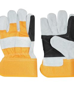 Guantes unitalla carnaza y loneta, gris y amarillo Surtek