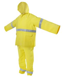 Surtek Juego de traje impermeable con reflejante de dos piezas (gabardina y pantalón) color amarillo talla grande