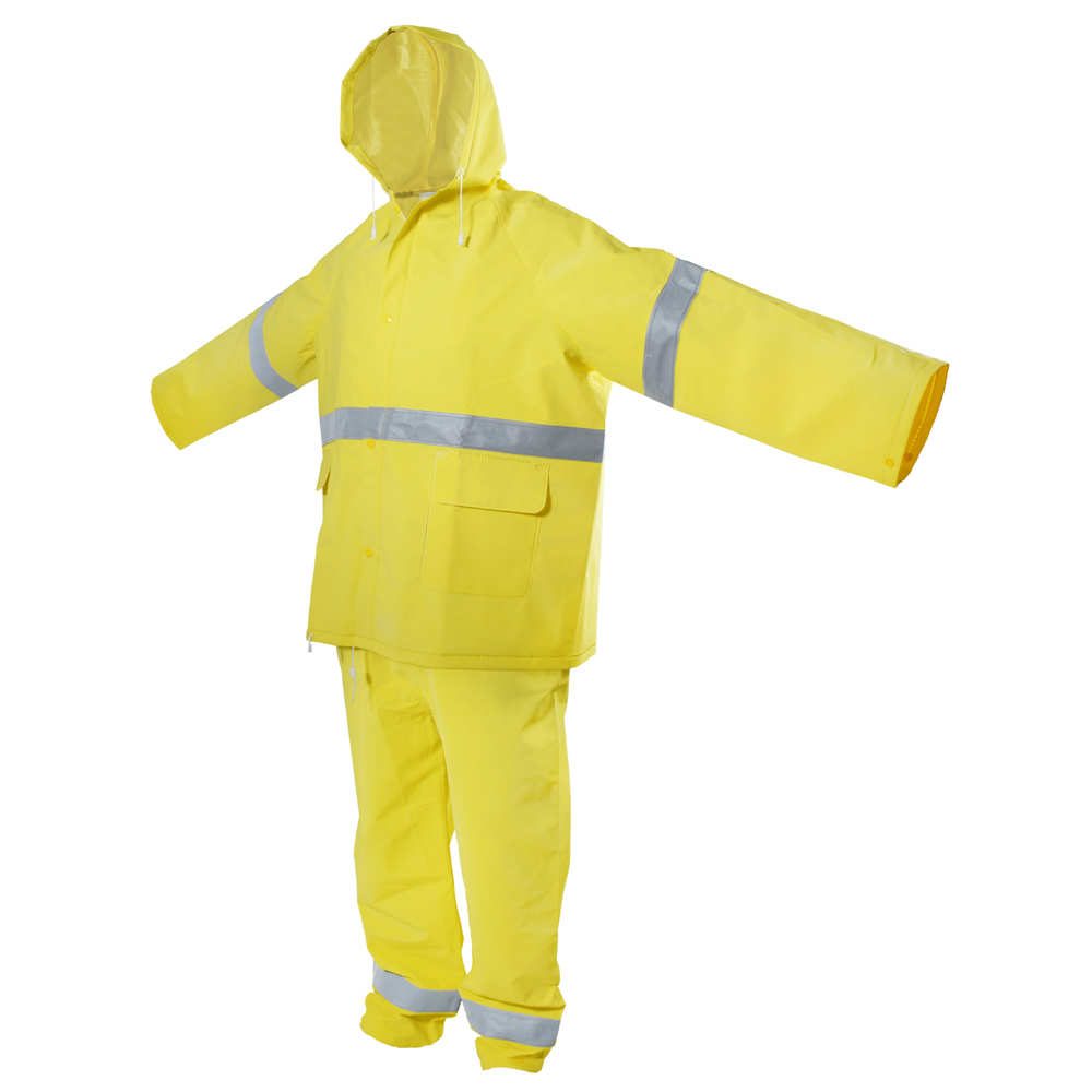 Surtek Juego de traje impermeable con reflejante de dos piezas (gabardina y pantalón) color amarillo talla extra-grande
