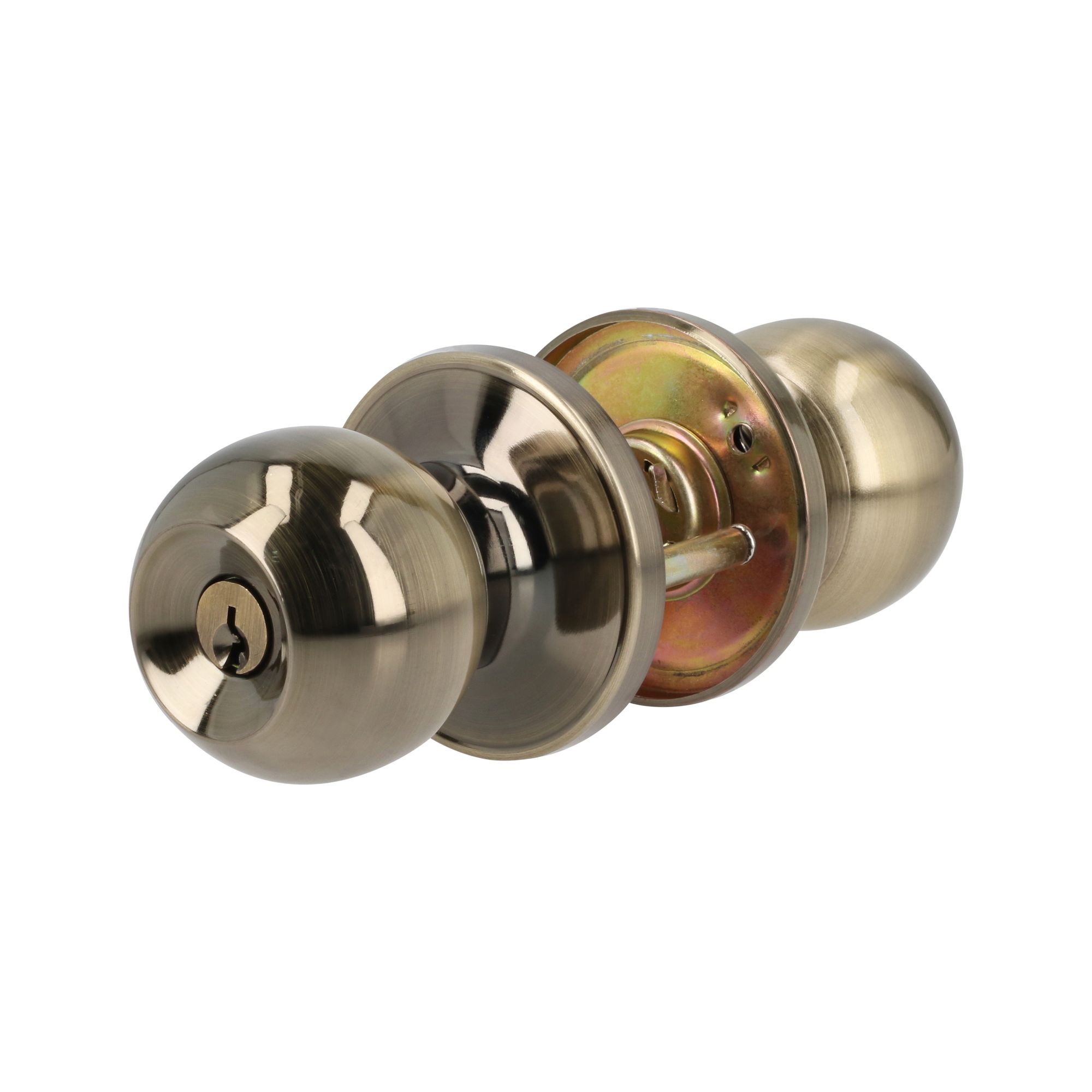 Combo pomo bola y cerrojo sencillo, latón antiguo Lock