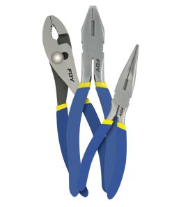 Juego de pinzas para electrici sta con mango doble plastisol, 3 piezas