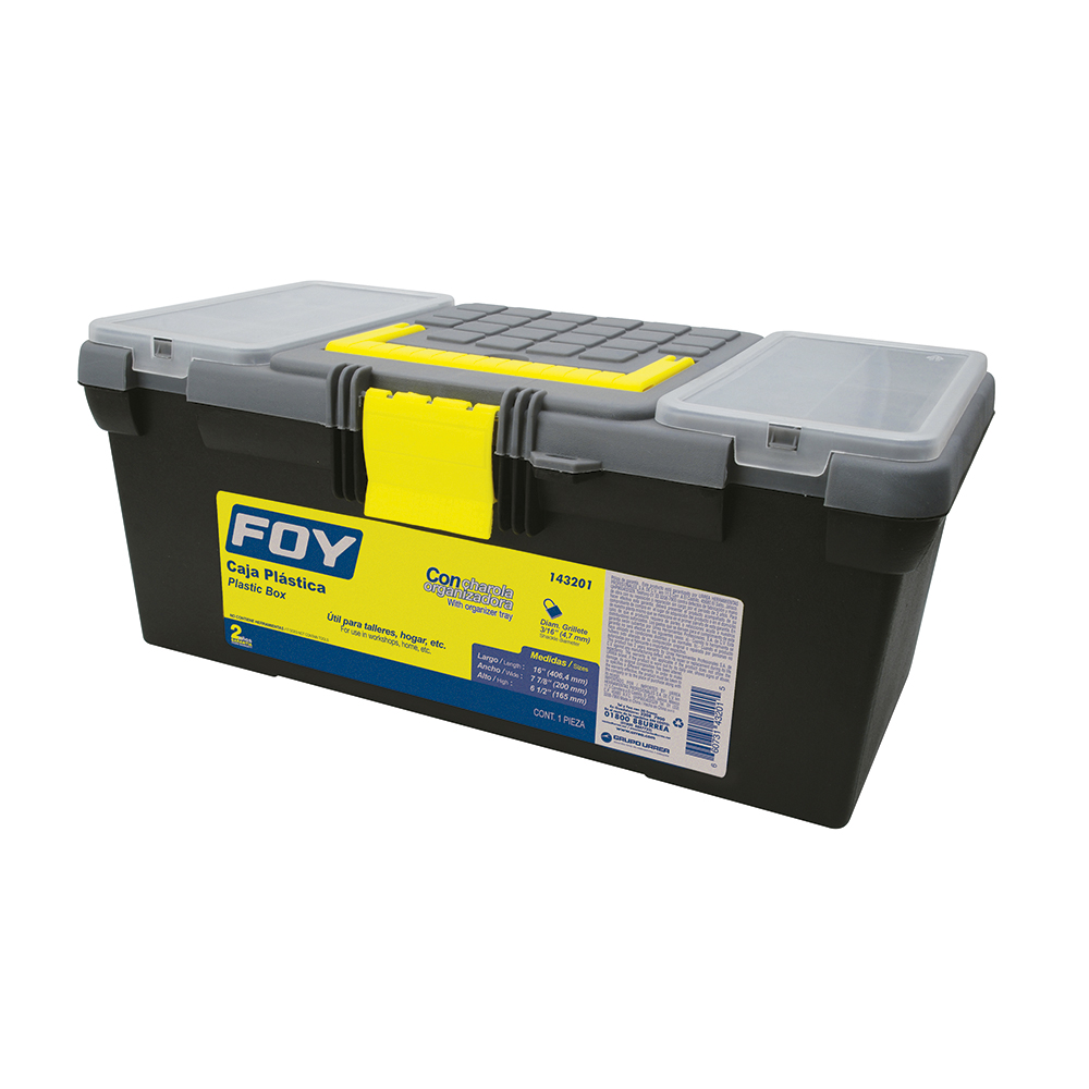 Caja portaherramientas plástica con organizadora 16 in Foy