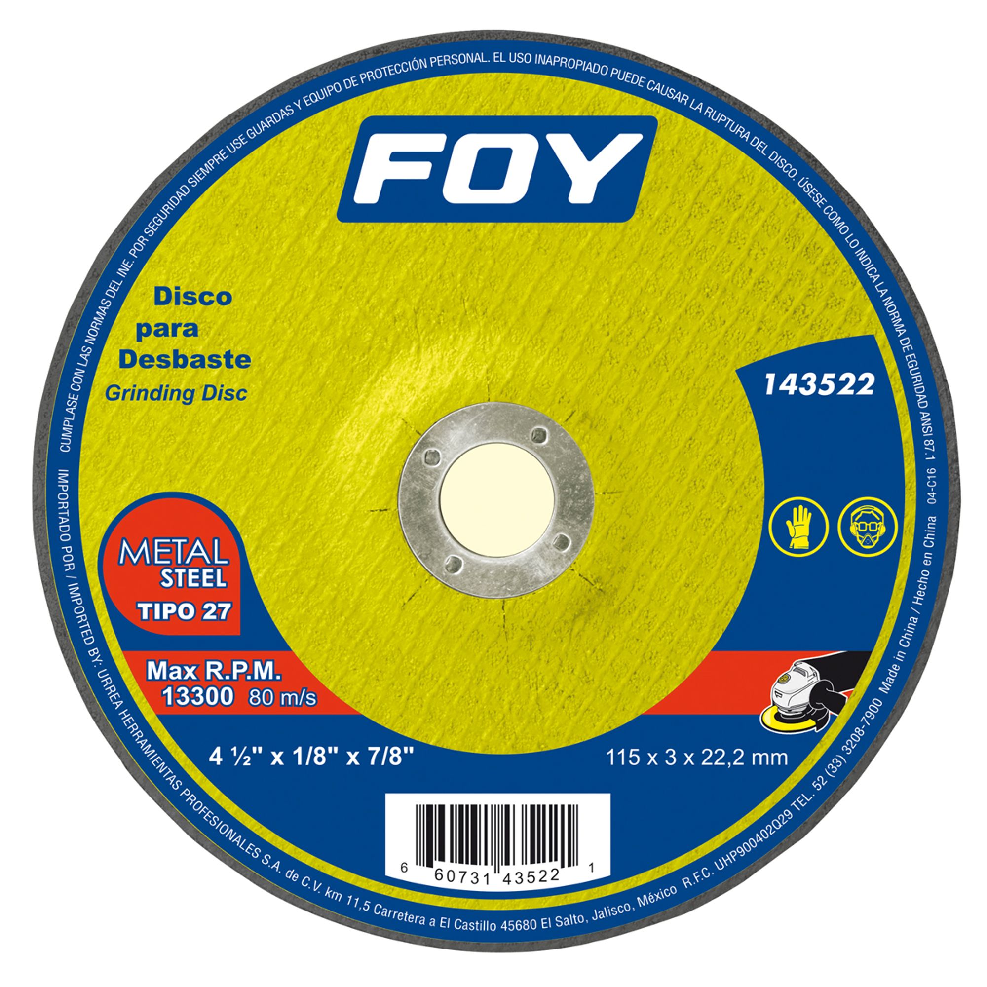 Disco t/27 metal 4-1/2 inx3mm Foy