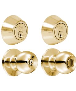 Combo pomo bola y cerrojo doble tubular latón brillante Lock