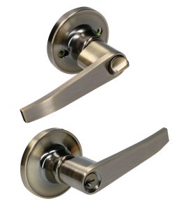 Manija tubular rect func recámara acabado latón antiguo Lock