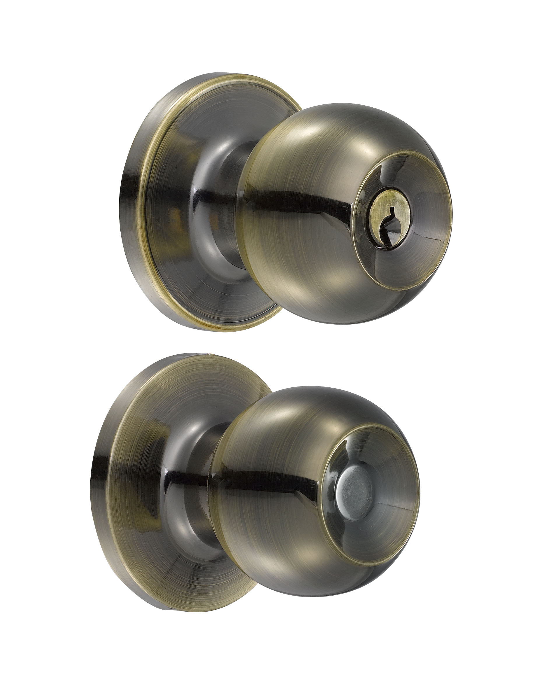 Cerradura de pomo (bola) para baño, latón antiguo Lock
