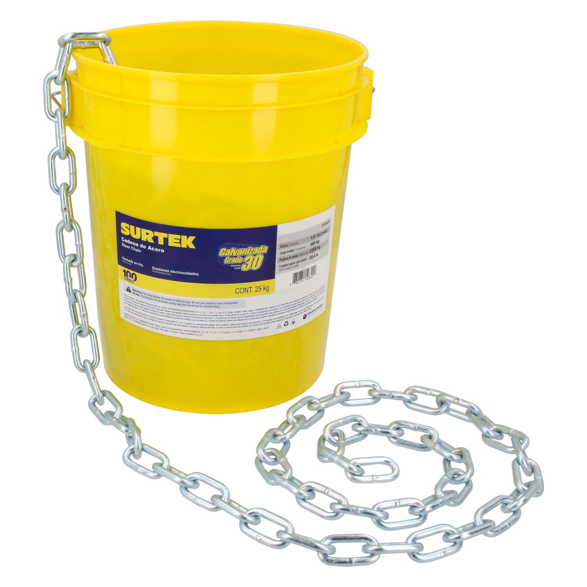 Cadena galvanizada grado 30 50kg 3/16 in Surtek