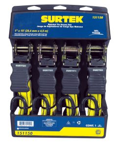Juego de 4 sujetadores y tensores tipo matraca 4.5m Surtek