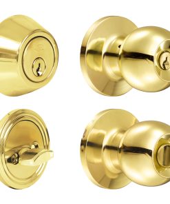 Combo pomo bola y cerrojo sencillo, latón brillante Lock