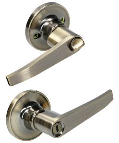 Manija tubular recta función baño acabado latón antiguo Lock