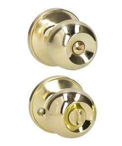 Cerradura de pomo (bola) para baño, latón brillante Lock