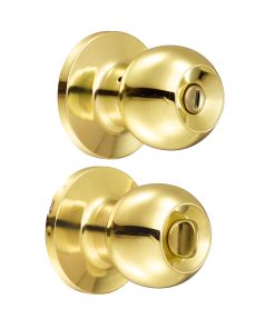 Cerradura pomo (bola) entrada ppal, latón brillante Lock
