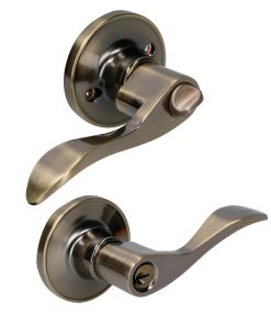 Manija tubular curv func recámara acabado latón antiguo Lock