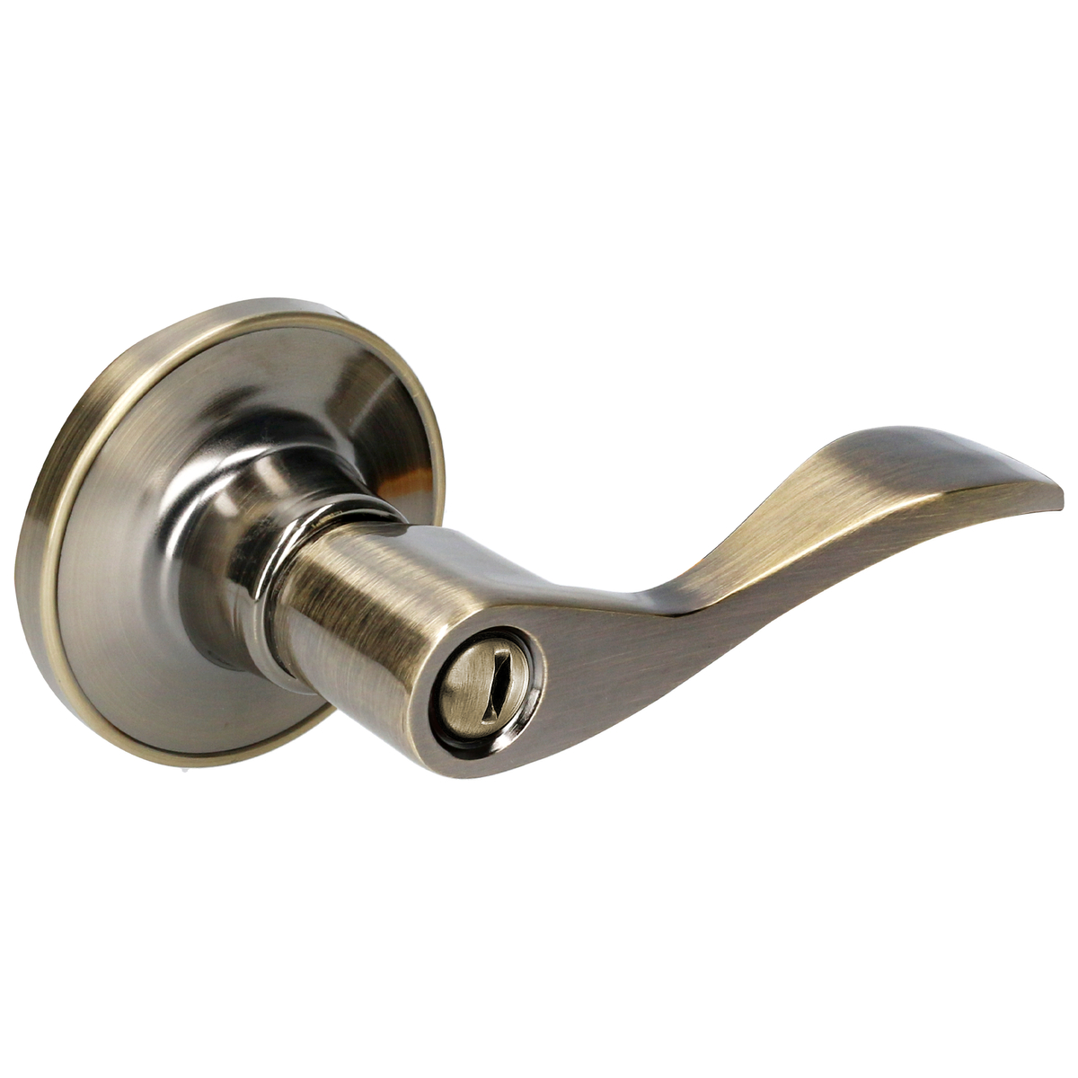 Manija tubular curv función baño acabado latón antiguo Lock