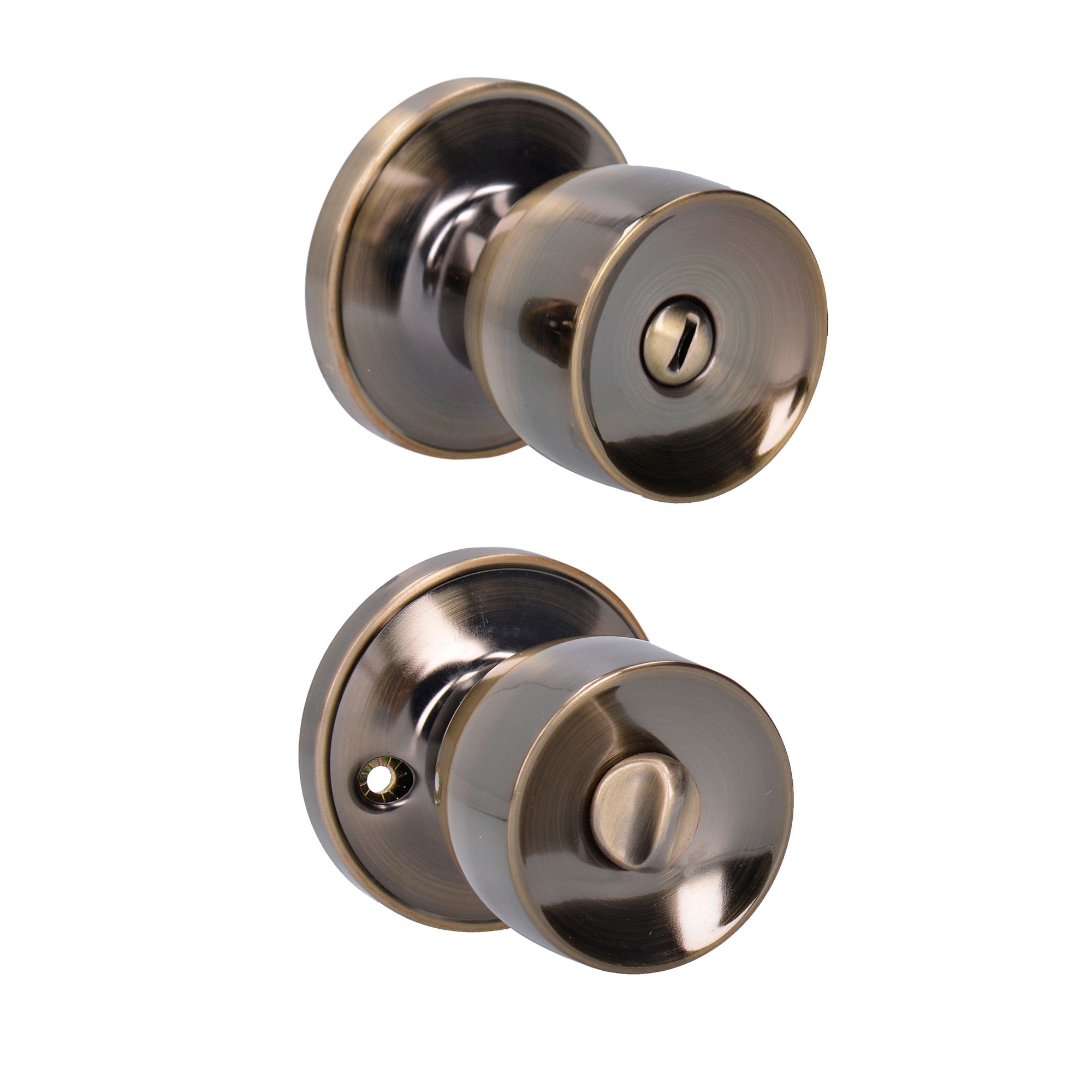 Cerradura de pomo (copa) para baño, latón antiguo Lock