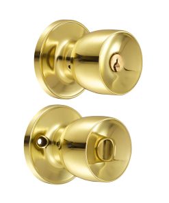 Cerradura de pomo (copa) para baño, latón brillante Lock