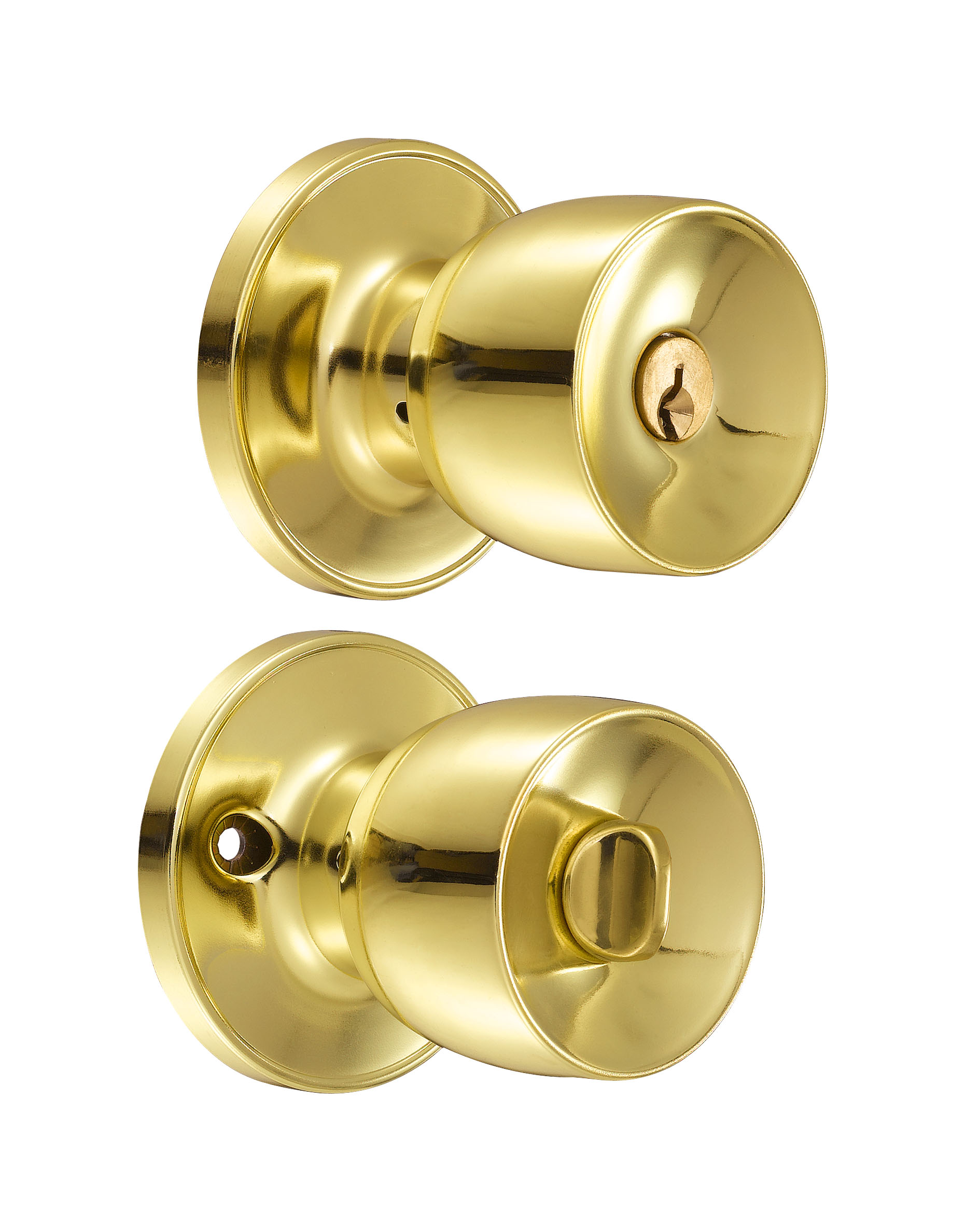 Cerradura de pomo (copa) para baño, latón brillante Lock