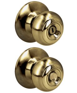 Pomo cilíndrico ovalado funció n baño, latón antiguo, llave e stándar, blíster