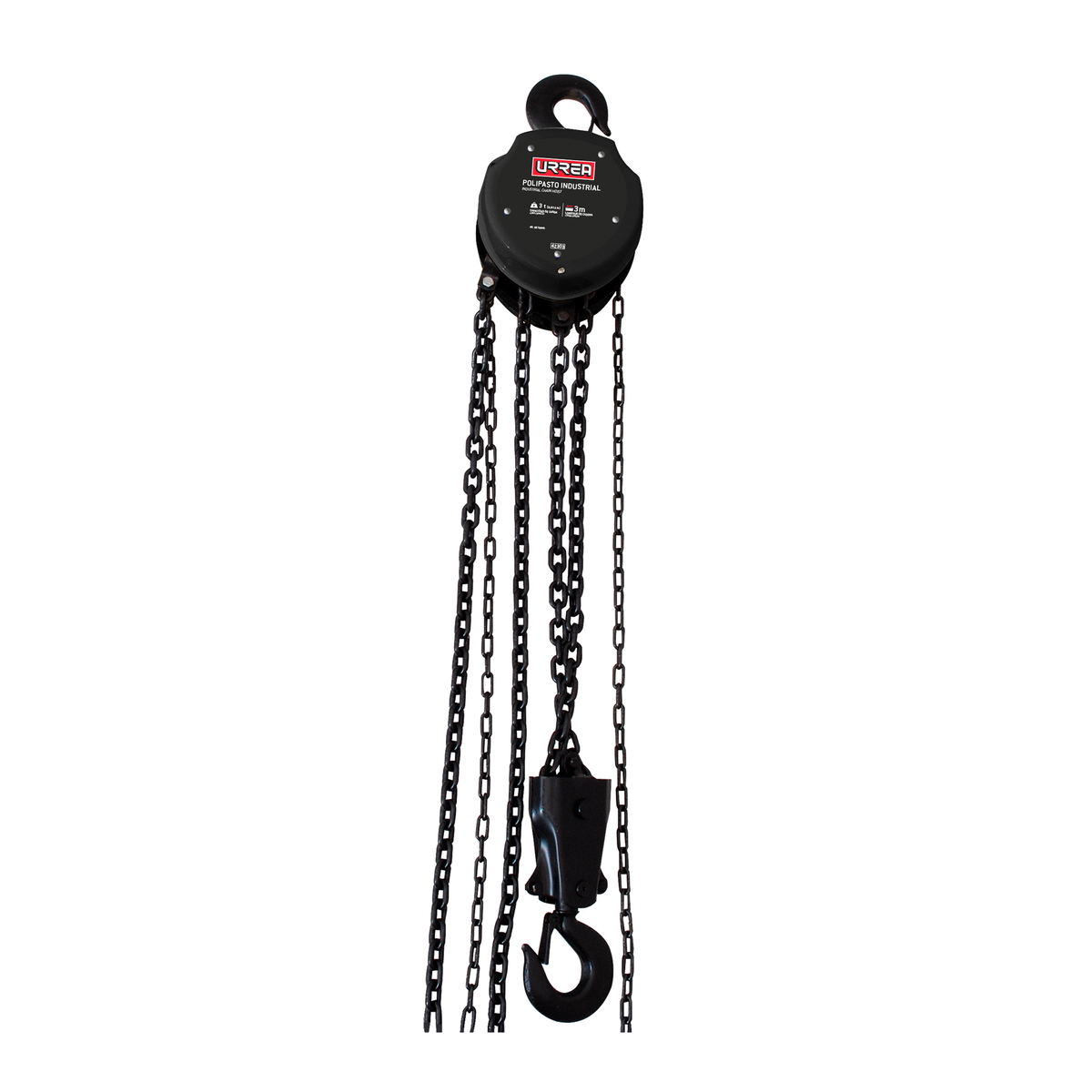 Polipasto industrial 2 ramales 2 toneladas, cadena 6mt Urrea