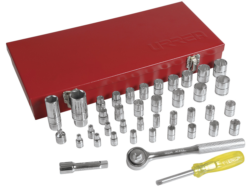 Juego 41 dados y accesorios combinados 1/4 in - 3/8 in Urrea
