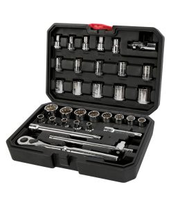 Jgo dados y accesorios 3/8 in 33 pzas estuche plástico Urrea.