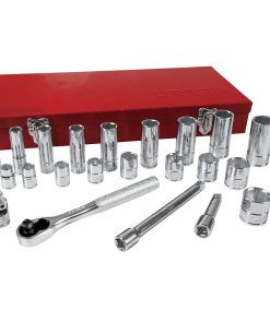Juego de 23 dados y accesorios 3/8 in 6 puntas Urrea