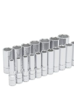 Juego de 18 dados largos métricos 3/8 in 6 puntas Urrea