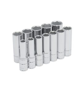 Juego de 12 dados largos métricos 3/8 in 6 puntas Urrea