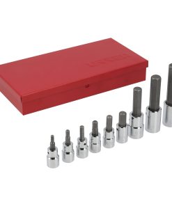 Juego de dados con punta hexag onal métricos cuadro de 3/8 in y 1/2 in, 10 piezas