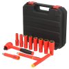 Juego de dados y accesorios cu adro de 1/2 in métricos para 100 0 V, caja plástica, 11 piezas