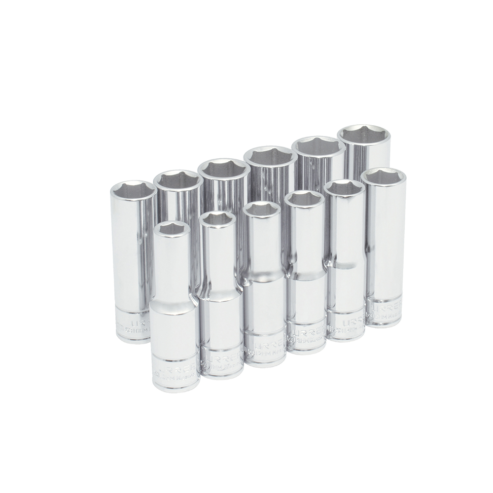 Juego de 12 dados largos métricos 1/2 in 6 puntas Urrea