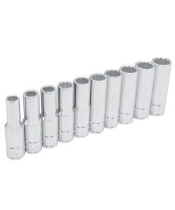 Juego de 10 dados largos metricos boca 1/2 in 12 puntas Urrea