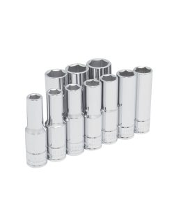 Juego de 10 dados largos metricos boca 1/2 in 6 puntas Urrea