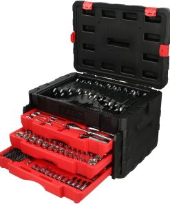 Urrea JCB01 Juego combinado de herramienta para mecánico 450 piezas, con caja plástica de 3 gavetas