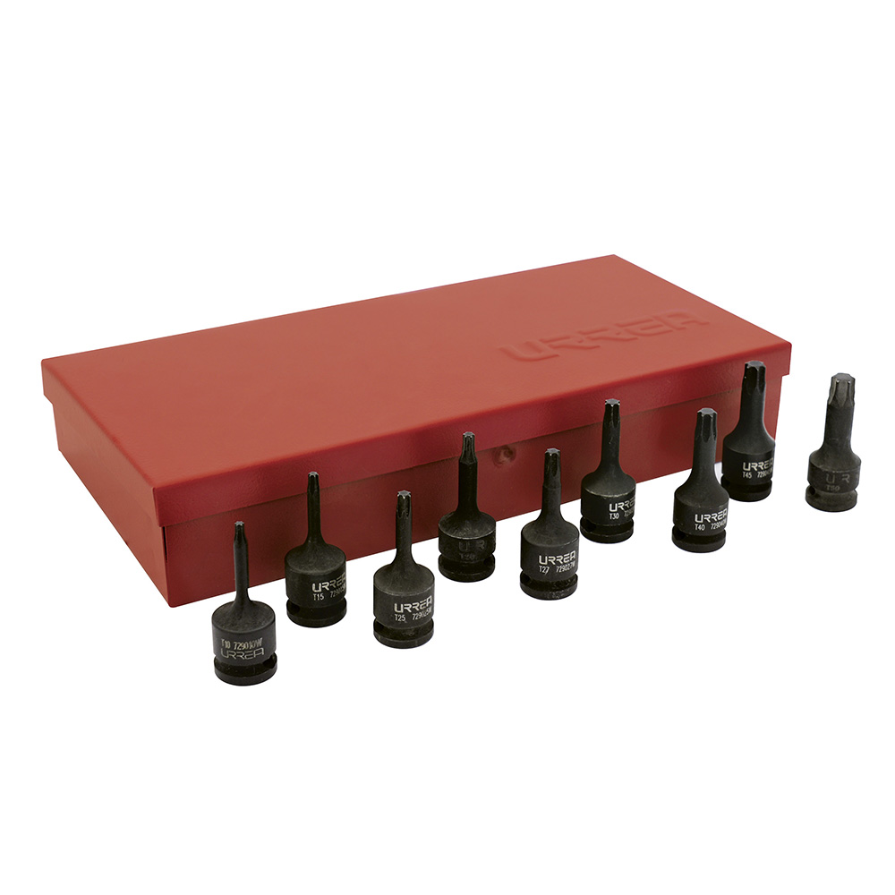 Juego de 9 Dados de impacto 3/8 in punta Torx® Urrea